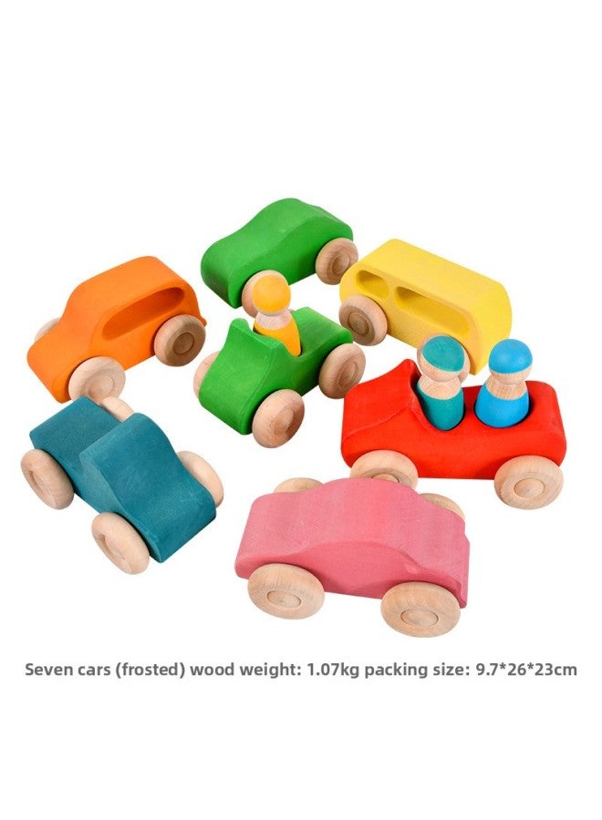 لعبة سيارة للأطفال من فور إليمنتس سلالم خشبية مشهد الشارع بناء مكعبات بناء فسيفساء قوس قزح صغيرة لون المقصورة: عربة بلوري (خشب الزيزفون) - Image 1