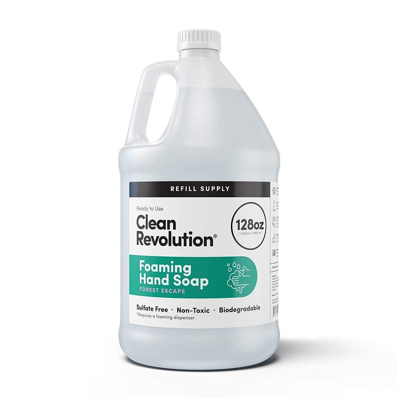 Clean Revolution حاوية إعادة تعبئة صابون اليد الرغوي من كلين ريفولوشن جاهزة للاستخدام برائحة هروب الغابة خالية من الغلوتين 128 أونصة سائلة - Image 2