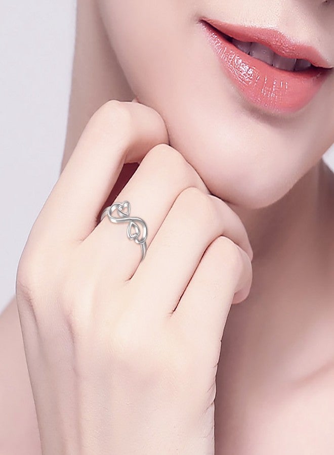 FLYOW Sterling Silver Engraved Always Love You Mom Mother Daughter Forever Ring, Gift for Mother's Day, Size 6-8 (7) - Image 2