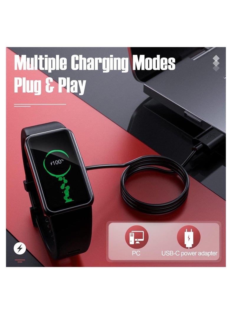 USB Charger Cable for Huawei Band 10/9/8/7/6/6 Pro/Watch Fit/Fit 2/Fit Mini/Honor Band 9/7/6/Watch ES/4X/4Pro Samsung Galaxy Fit 3 Smartwatch Replacement Magnetic Charging Cord, Black 1M - Image 3