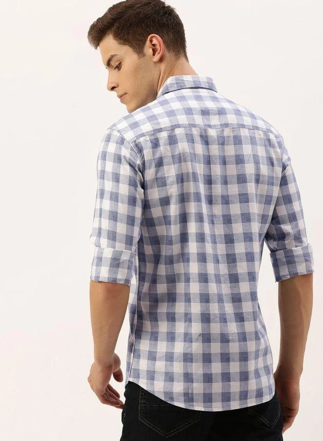 The Indian Garage Co Men Slim Fit Checkered Full Sleeves Spread Collar Casual Shirt