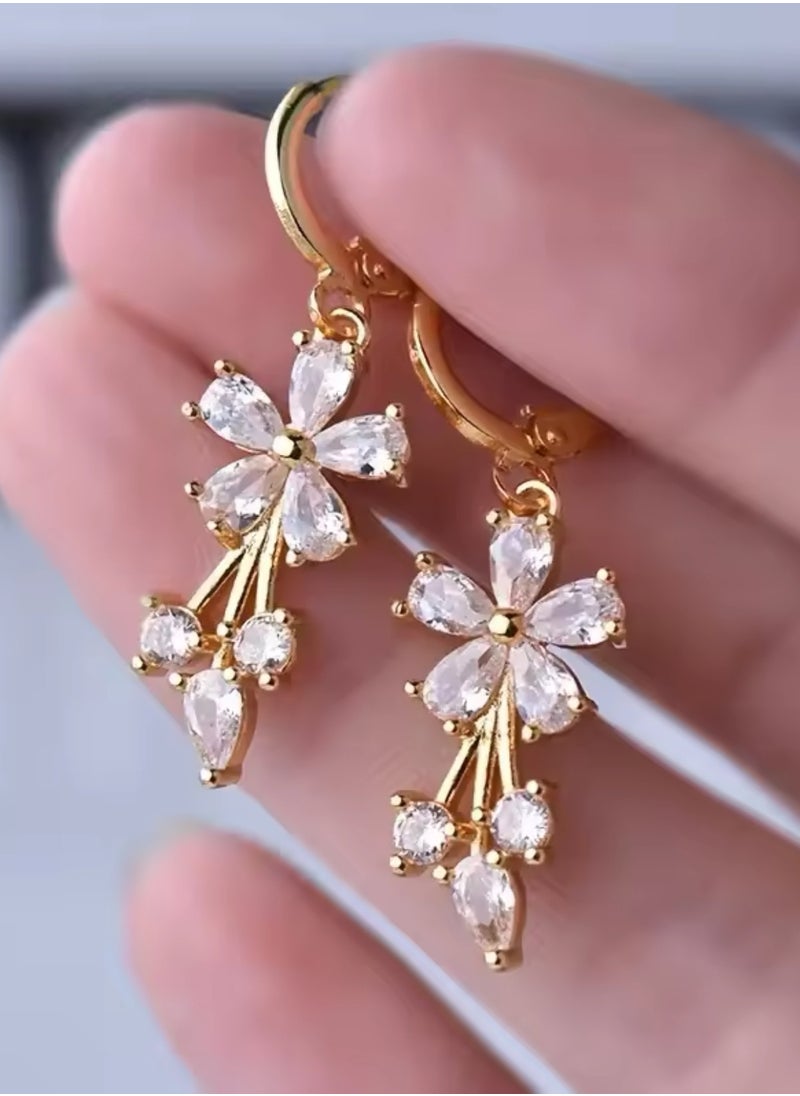 Dangle Charms Trendy Earrings For Women Inlaid With Zirconia  - Image 1