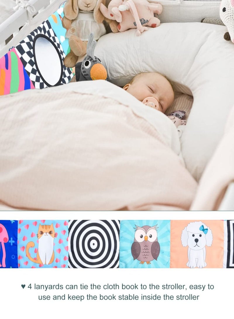 NIBEMINENT Baby Cloth Book, High Contrast Soft Folding Book Early Education Toys, Newborn Toys Montessori Sensory Stimulates Brain Development for Babies 3-12 Months - Image 4