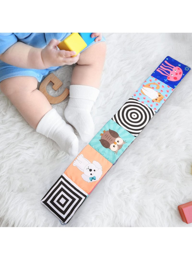NIBEMINENT Baby Cloth Book, High Contrast Soft Folding Book Early Education Toys, Newborn Toys Montessori Sensory Stimulates Brain Development for Babies 3-12 Months - Image 2
