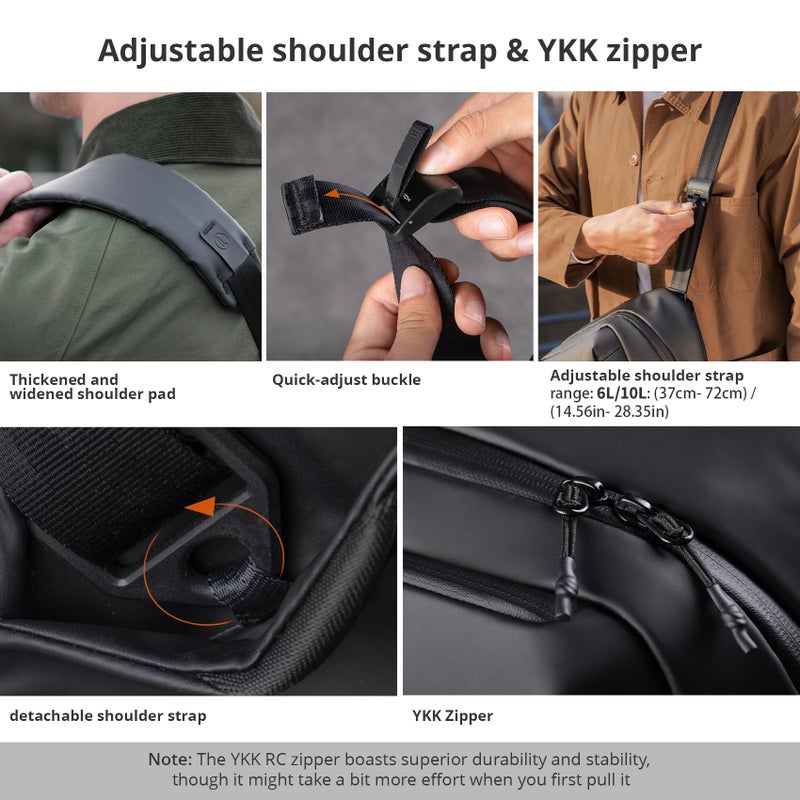 PGYTECH OneGo Solo V2 Camera Sling Bag, 6L Crossbody Camera Bag for Urban Travel Photographers, Mirrorless Camera Bag for Sony/Canon/Nikon/DJI Mavic/Air/Mini/Tripod/Laptop, Black - Image 5