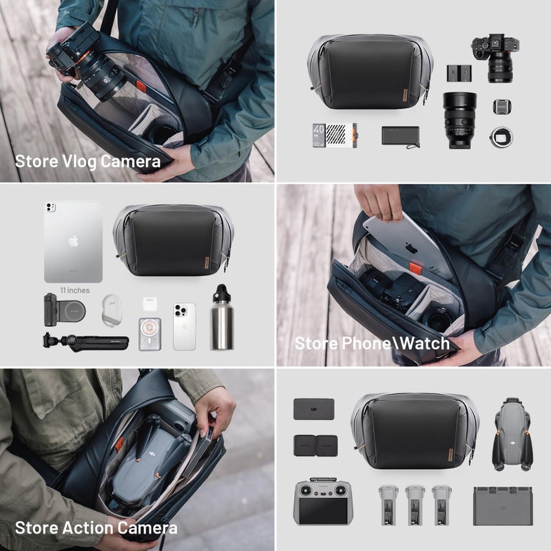 PGYTECH OneGo Solo V2 Camera Sling Bag, 6L Crossbody Camera Bag for Urban Travel Photographers, Mirrorless Camera Bag for Sony/Canon/Nikon/DJI Mavic/Air/Mini/Tripod/Laptop, Black - Image 2
