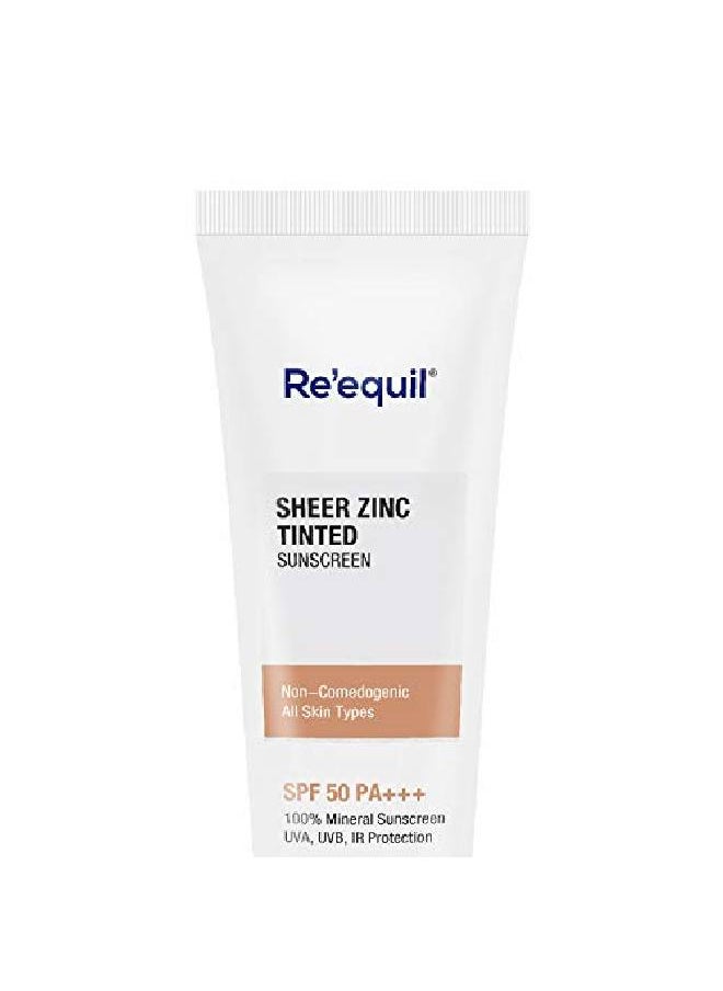 RE' EQUIL - Sheer Zinc Tinted Sunscreen 50g SPF 50 PA+++ 100% Mineral Sunscreen Cream - Image 1