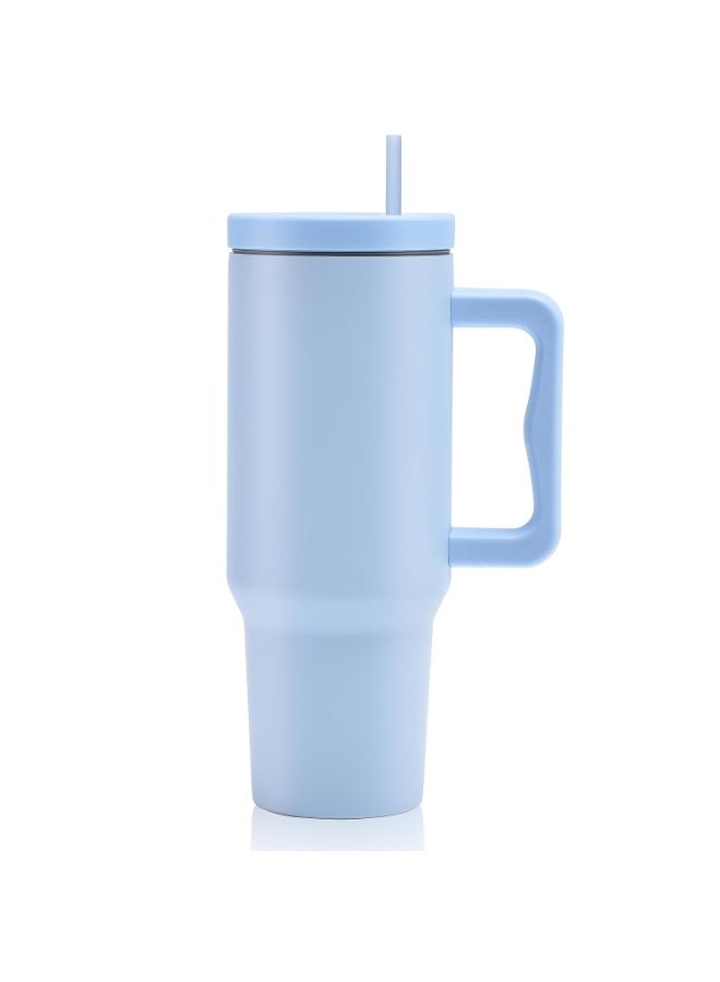 كوب معزول مفرغ من الهواء سعة 1200 مل مع غطاء وقشة للماء والشاي المثلج أو القهوة - Image 1