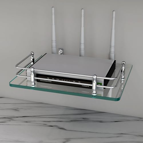 FORTUNE Multipurpose Glass Shelf/Router Shelf/Set Top Box Stand/Setup Box Shelf with Wall Brackets for Home Decor (10 X 8 inch) (Transparent) - Image 3