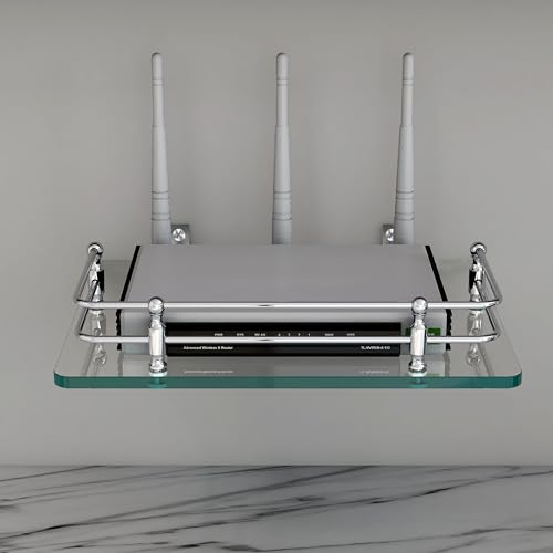 FORTUNE Multipurpose Glass Shelf/Router Shelf/Set Top Box Stand/Setup Box Shelf with Wall Brackets for Home Decor (10 X 8 inch) (Transparent) - Image 5