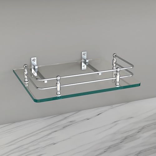FORTUNE Multipurpose Glass Shelf/Router Shelf/Set Top Box Stand/Setup Box Shelf with Wall Brackets for Home Decor (10 X 8 inch) (Transparent) - Image 4