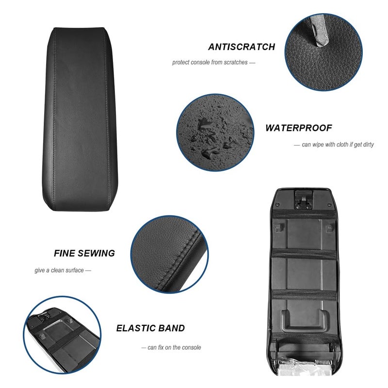 DEYTOP Center Console Cover for Chevy Equinox 2010-2017 Accessories Armrest Cover for GMC Terrain 2010-2017 Accessories Armrest Pad (Black with Black Stitches) - Image 5