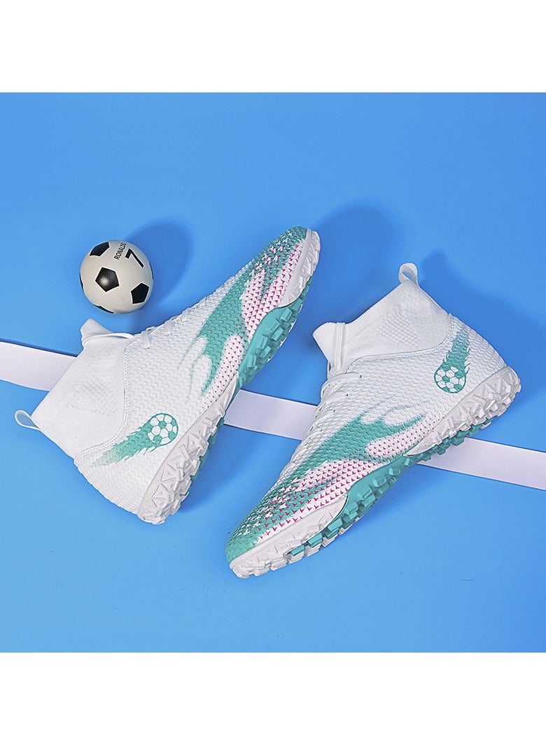 SKT Shiketro Men's and Women's High-Top Soccer Shoes with Short, Non-Slip Spikes for Outdoor Grass Competition Training - Image 3