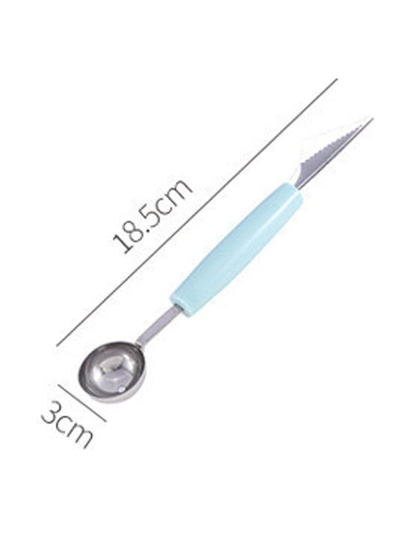 Barakah مغرفة آيس كريم 3 قطع 2 في 1 مزدوجة الرأس من الفولاذ المقاوم للصدأ لتزيين الفواكه وسكين النحت، مغرفة آيس كريم بطيخ للحلويات ذات الوظيفة المزدوجة لأدوات المطبخ المنزلية - Image 5