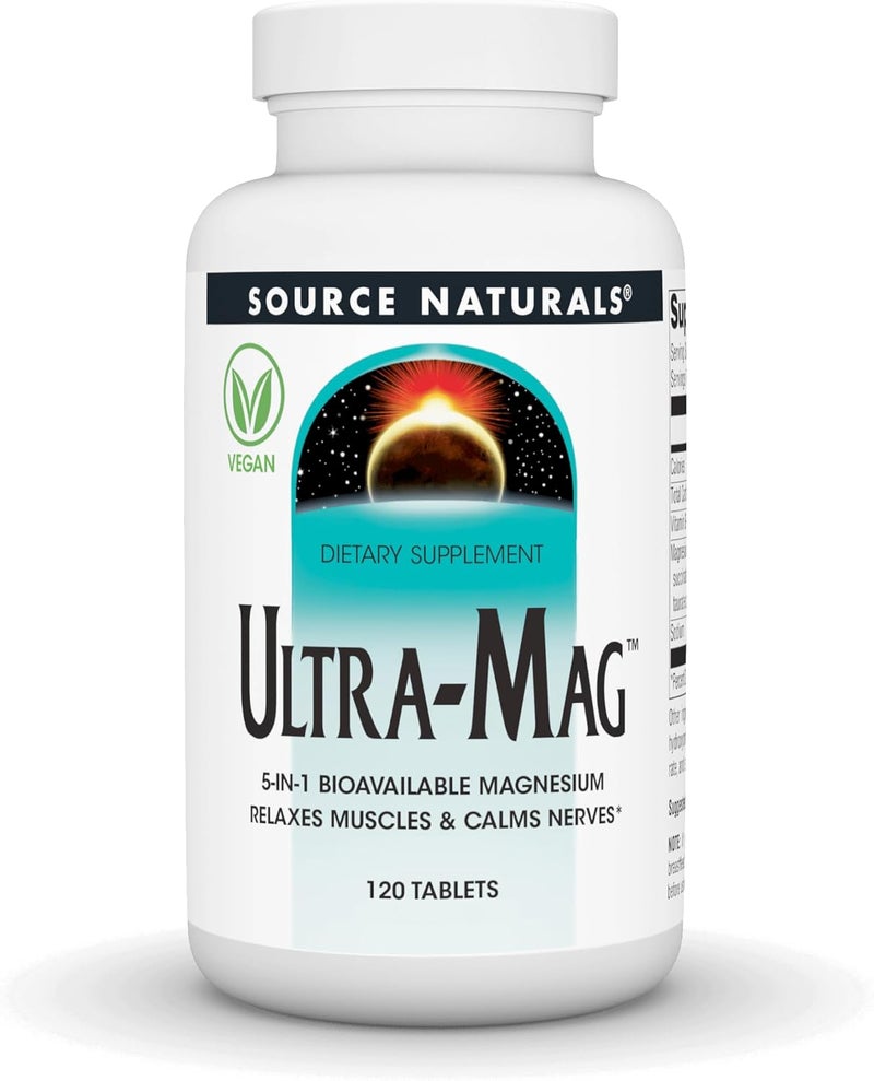 Source Naturals UltraMag 5in1 Bioavailable Magnesium  Relaxes Muscles  Calms Nerves  120 Vegan Tablets - Image 1