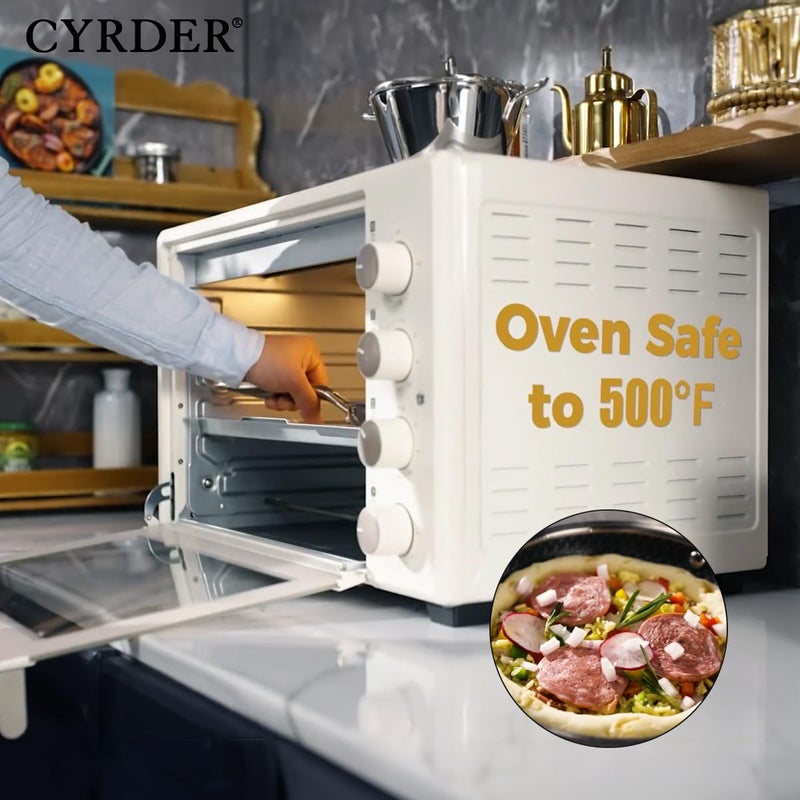 Cyrder طقم مقالي غير لاصقة، مقالي 8 و 10 و 12 بوصة، 6 قطع من مقالي الفولاذ المقاوم للصدأ 18/10 الهجينة غير اللاصقة مع غطاء، متوافقة مع الحث، آمنة في غسالة الصحون والفرن، خالية من PFOA - Image 5