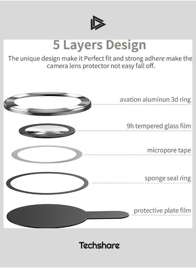 Techshare Camera Lens Protector For iPhone 13 Pro Max SILVER  - Image 5