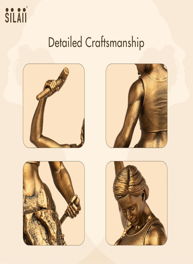 SILAII Self-Made Woman Sculpture - Inspirational Woman Statue | 12 Inch Height | Antique Bronze | Women Empowerment Decorative Showpiece for Home & Office Desk - Image 3