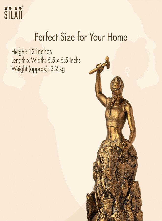 SILAII Self-Made Woman Sculpture - Inspirational Woman Statue | 12 Inch Height | Antique Bronze | Women Empowerment Decorative Showpiece for Home & Office Desk - Image 4
