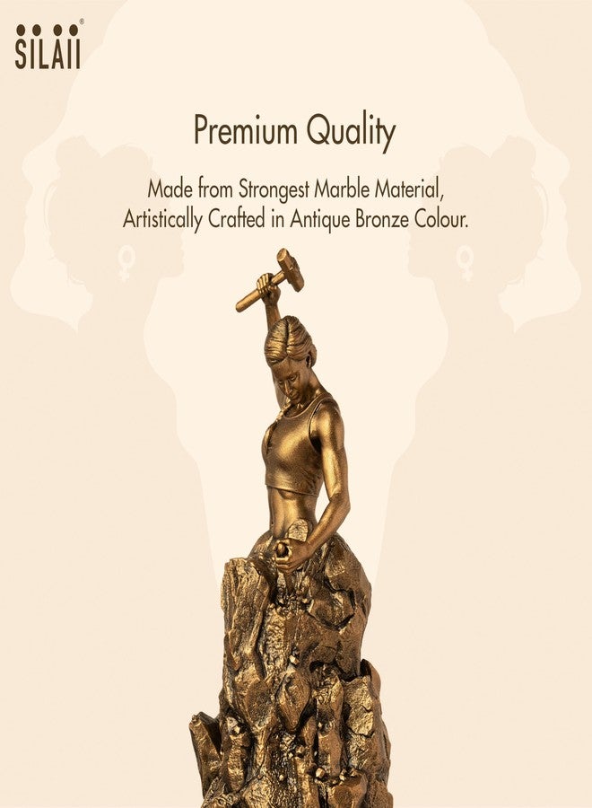 SILAII Self-Made Woman Sculpture - Inspirational Woman Statue | 12 Inch Height | Antique Bronze | Women Empowerment Decorative Showpiece for Home & Office Desk - Image 5