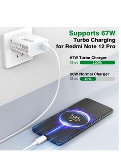 Generic شاحن توربو USB بقدرة 67 وات لـ Xiaomi، قابس شاحن سريع مع كابل شحن USB C بطول 1 متر، شاحن قابس USB محول طاقة المملكة المتحدة لـ Redmi Note 12/11/10 Pro/Mi 13T/12X/11T/Pad 5/POCO X5/X4/M4  - Image 2
