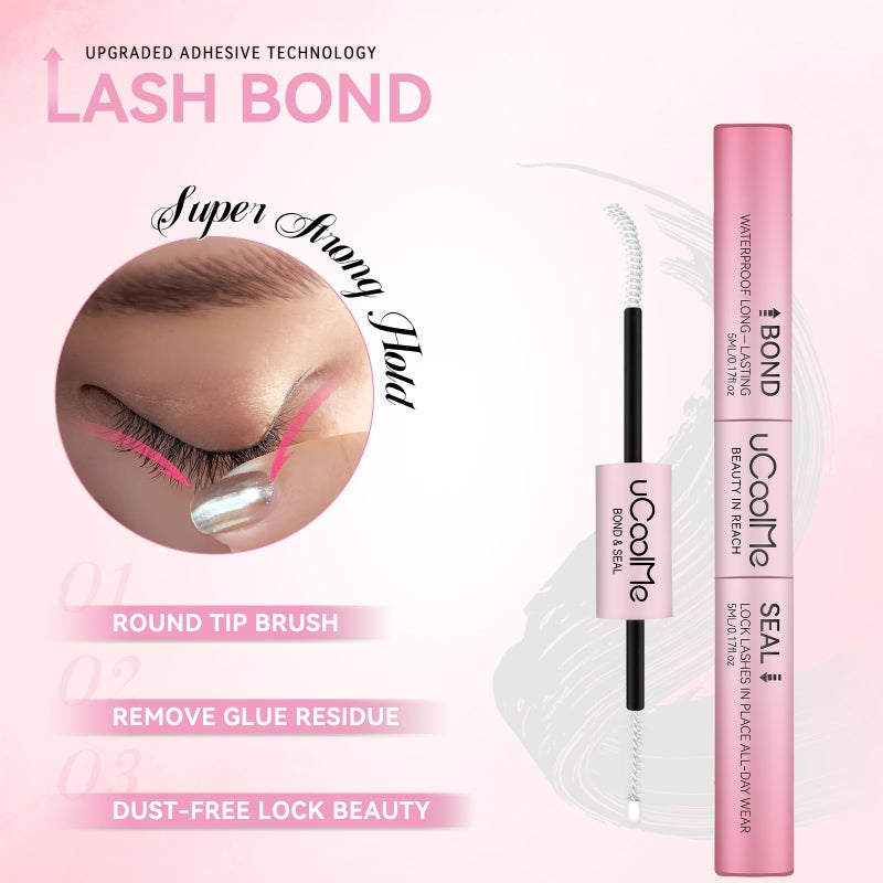 uCoolMe Lash Bond and Seal Waterproof for Lash Clusters 144Hours New Upgrade Leak-Proof Cap Upgraded Airtight Pipe Material Non-Irritating Lash Glue for DIY at Home(White,10ML) - Image 2