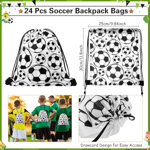 Equsion 144 Pcs Soccer Party Favors Drawstring Bags with Adjustable Bracelets Stress Balls Keychains Stickers and Wish Cards for Birthday Gifts Kids Soccer Themed Party Supplies - Image 5