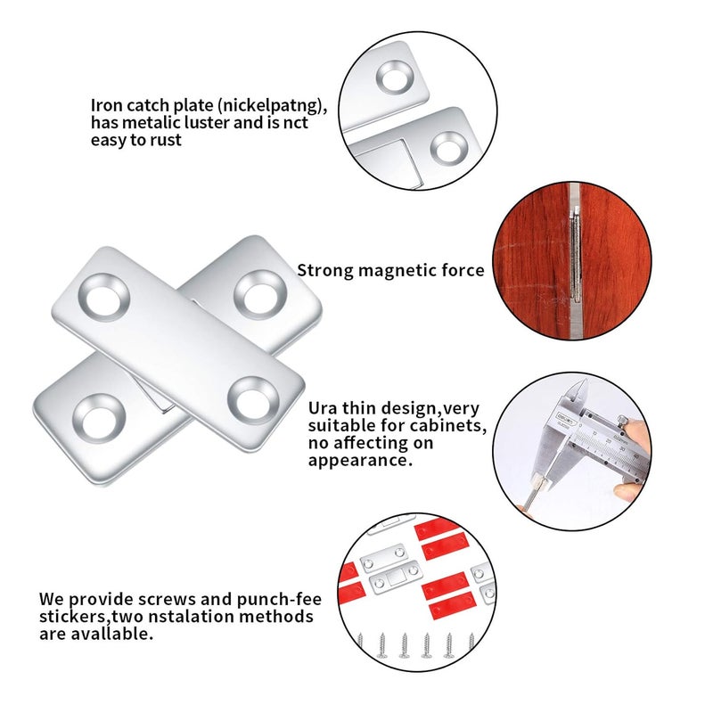 Yibaijia 8 Pack Door Magnets Cabinet Magnetic Door Self Adhesive Collars Ultra Thin Magnetic Strips Drawer Magnets for Cabinet Cabinet Closet Closer Sliding Door Magnet Magnetic Latch Closure Closer  - Image 4