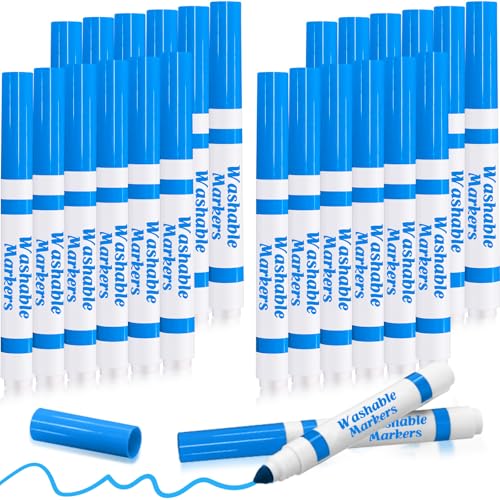 Janlaugh 24 Pcs Washable Markers Bulk Broad Line Markers Coloring Conical Tip Large pens for Kids art projects Teachers Students Toddlers Party Favors Classrooms DonationsSky Blue - Image 1