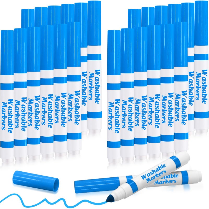 Janlaugh 24 Pcs Washable Markers Bulk Broad Line Markers Coloring Conical Tip Large pens for Kids art projects Teachers Students Toddlers Party Favors Classrooms DonationsSky Blue - Image 3