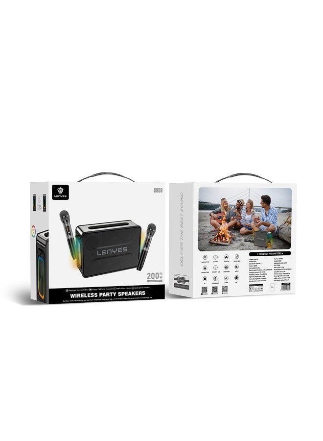 LENYES S859 Karaoke Bluetooth Speaker Free 2 Microphone 5.3 Portable 200W RGB Light DSP High Power TWS KTV Wireless - Image 1