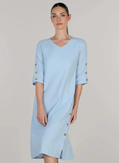 Just Nature Jenny Relaxed Fit Side Slit Midi Dress