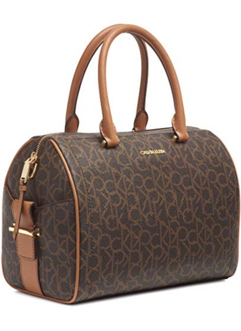 Calvin Klein Small Satchel Signature Bag in Brown Color