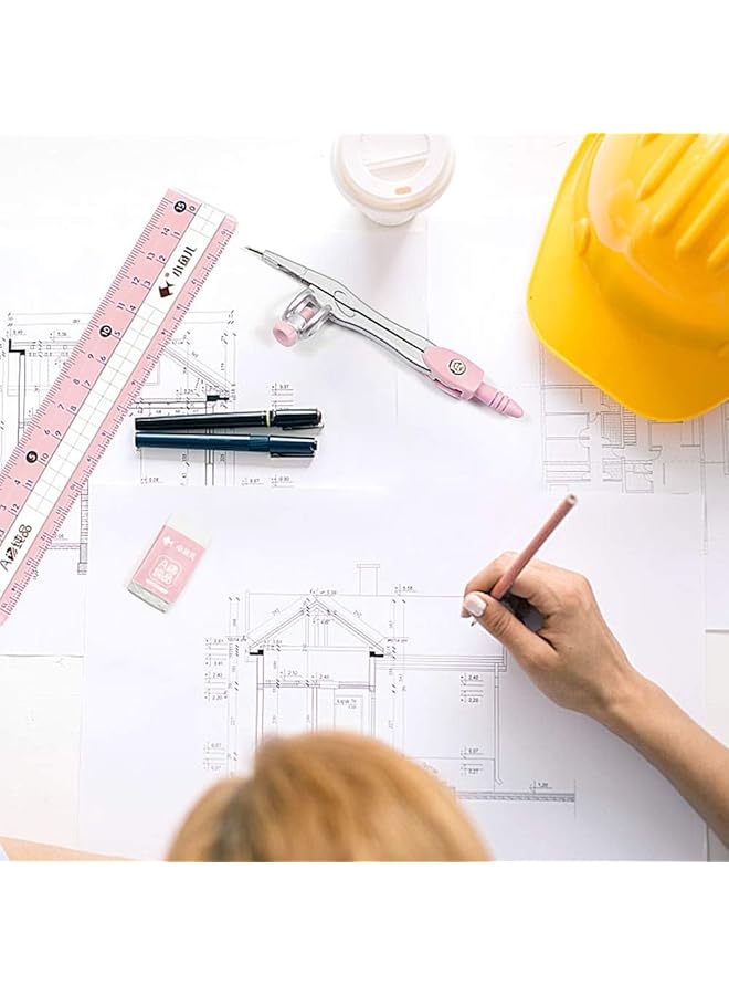 إيروريكس مجموعة أدوات الرياضيات مكونة من 8 قطع هندسية مع صندوق تخزين مقاوم للكسر، مجموعة أدوات هندسية للمدرسة تتضمن مسطرة ومنقلة وبوصلة وقلم رصاص ومبراة وممحاة وما إلى ذلك، مناسبة للطلاب - Image 2