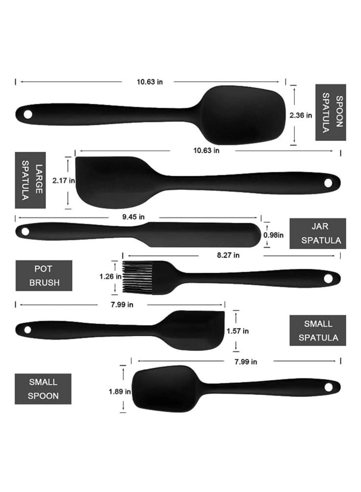 MahMir 6 Piece Silicone Spatula Set, Rubber Spatula Set, BPA Free Non Toxic Turner Tongs, Heat-Resistant Spatula Kitchen Utensils Set for Cooking Baking and Mixing ( Black ) - Image 2