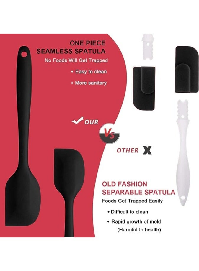 MahMir 6 Piece Silicone Spatula Set, Rubber Spatula Set, BPA Free Non Toxic Turner Tongs, Heat-Resistant Spatula Kitchen Utensils Set for Cooking Baking and Mixing ( Black ) - Image 3