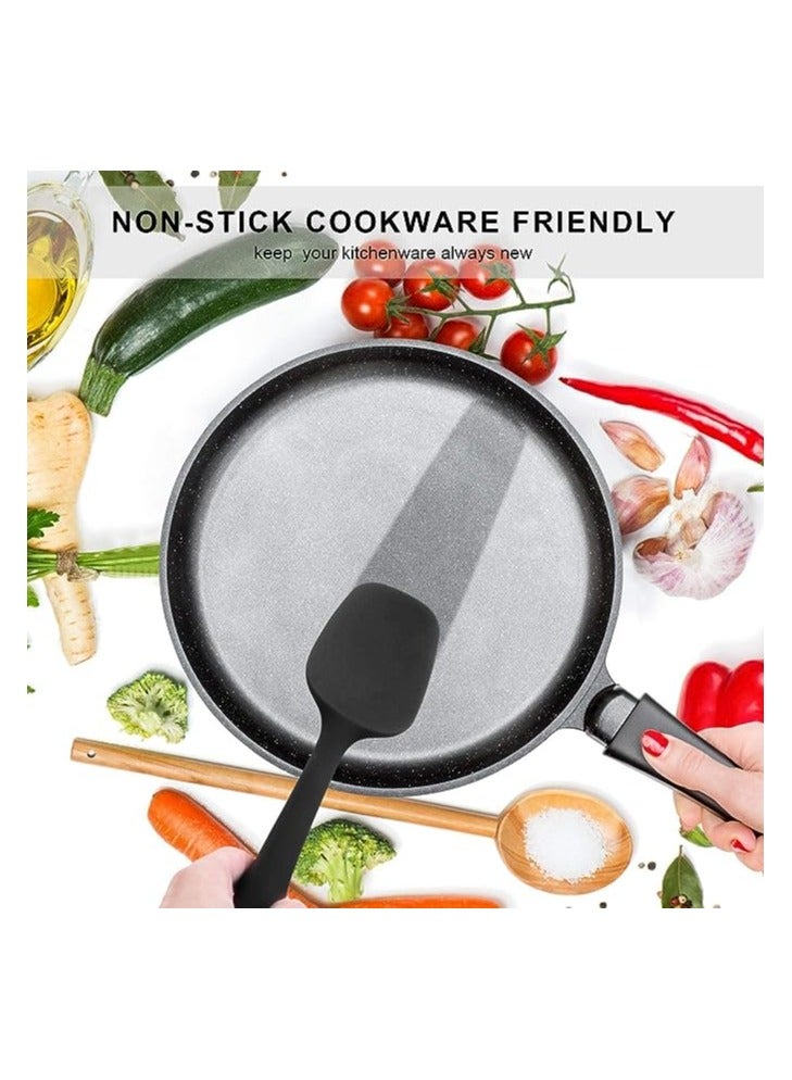 MahMir 6 Piece Silicone Spatula Set, Rubber Spatula Set, BPA Free Non Toxic Turner Tongs, Heat-Resistant Spatula Kitchen Utensils Set for Cooking Baking and Mixing ( Black ) - Image 4