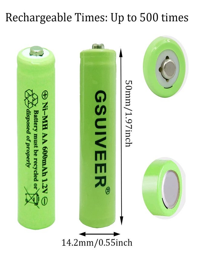 GSUIVEER Solar Light AA Ni-mh 600mAh 1.2V Rechargable Batteries AA Rechargeable Batteries for for Solar Lights (20 Pack) - Image 3