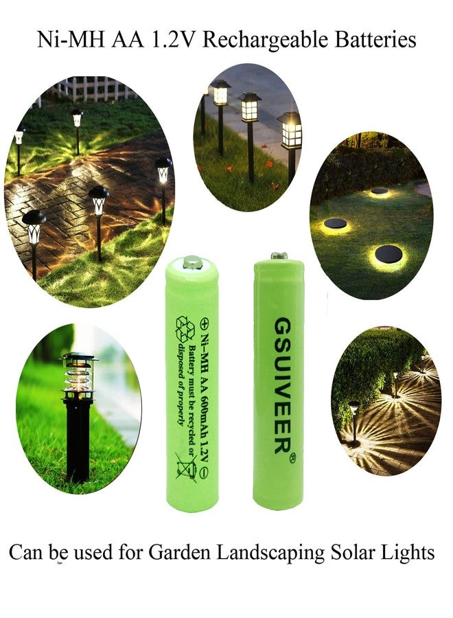 GSUIVEER Solar Light AA Ni-mh 600mAh 1.2V Rechargable Batteries AA Rechargeable Batteries for for Solar Lights (20 Pack) - Image 2