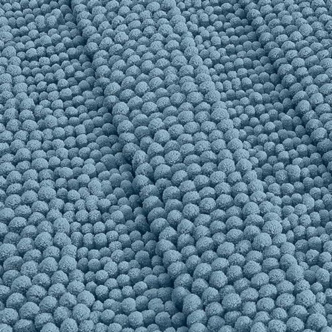 OLANLY Thick Chenille Bathroom Rug 30x20, Striped Bath Mat, Grey - Ultra Absorbent, Non-Slip Rubber Backing, Machine Washable, Soft & Fluffy for Bathroom Floor, Tub, Shower, Home Decor - Image 1