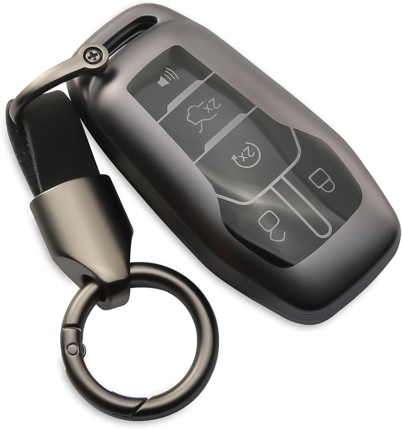 WNILIAN TPU Key Fob Cover with Keychain for Ford Explorer, Mustang, Edge, Fusion, Lincoln MKZ, MKC (2015-2017) - Image 1