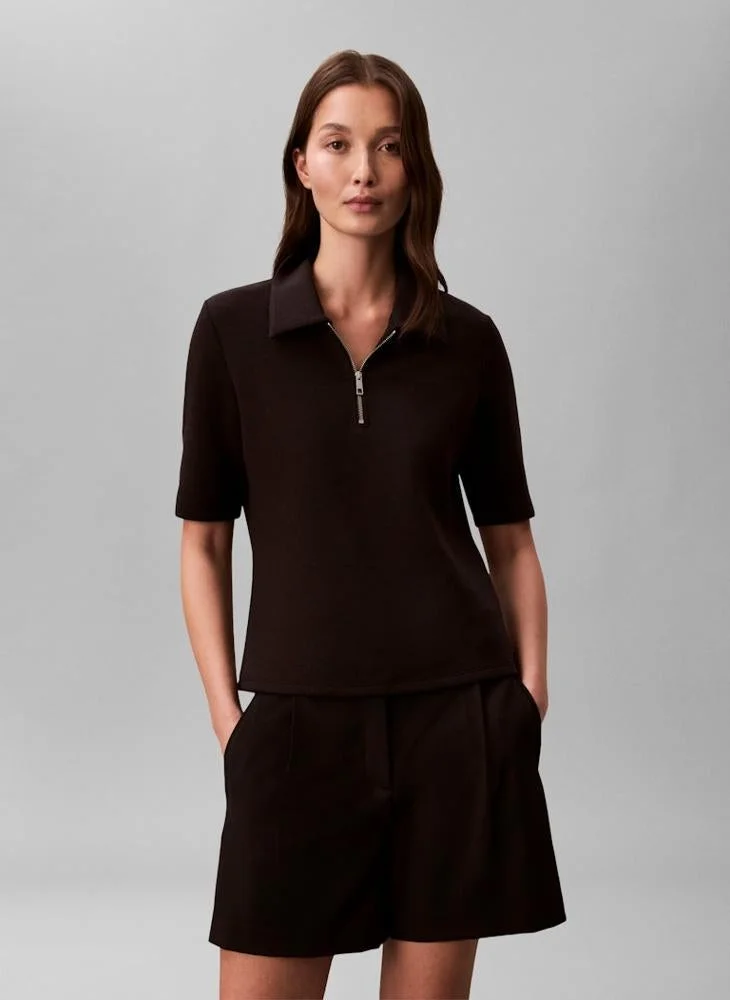 CALVIN KLEIN  Spacer Halfzip Polo Top for Women | Best Price UAE