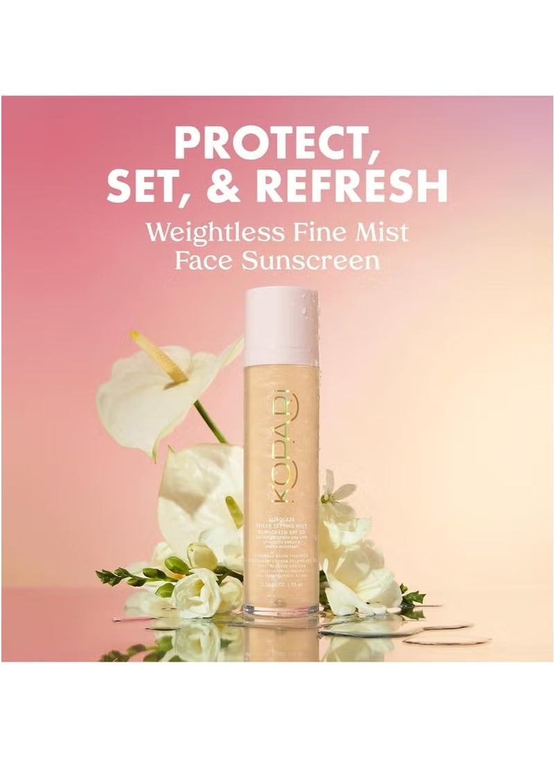 Kopari Sunglaze Sheer Setting Mist Sunscreen SPF 50, Weightless, Fast Drying, Ultra-Fine Setting Spray, Made With Hyaluronic Acid, Sets Makeup For A Hydrated, Dewy Finish, 2.53 fl oz - Image 2