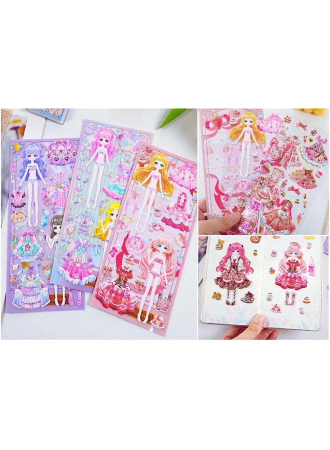 فنبلاست مجموعة ملصقات FunBlast Kawaii - مجموعة من 4 ملصقات تغيير ملابس الأميرة، ملصقات ثلاثية الأبعاد DIY للفتيات، ملصق جمالي، ملصقات لطيفة، مجموعة ملصقات ذاتية اللصق، مجموعة ملصقات منتفخة (عبوة من 4 قطع) - Image 1