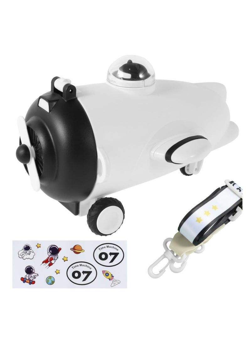 KASTWAVE زجاجة شرب للأطفال، زجاجات ماء بشكل طائرة للأطفال، 500مل ألعاب أطفال زجاجات أكوابCute للأطفال، كوب قابل لإعادة الاستخدام مع قشة مقاوم للتسرب يفتح، خالي من BPA، بفم واسع مقاوم للتسرب، مع شريط زجاجة ملصق - Image 1