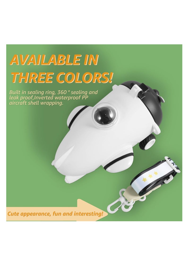 KASTWAVE زجاجة شرب للأطفال، زجاجات ماء بشكل طائرة للأطفال، 500مل ألعاب أطفال زجاجات أكوابCute للأطفال، كوب قابل لإعادة الاستخدام مع قشة مقاوم للتسرب يفتح، خالي من BPA، بفم واسع مقاوم للتسرب، مع شريط زجاجة ملصق - Image 4