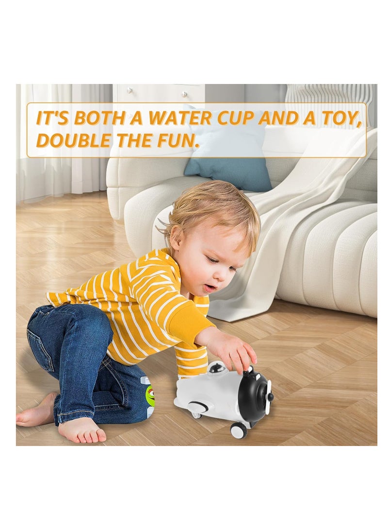 KASTWAVE زجاجة شرب للأطفال، زجاجات ماء بشكل طائرة للأطفال، 500مل ألعاب أطفال زجاجات أكوابCute للأطفال، كوب قابل لإعادة الاستخدام مع قشة مقاوم للتسرب يفتح، خالي من BPA، بفم واسع مقاوم للتسرب، مع شريط زجاجة ملصق - Image 3