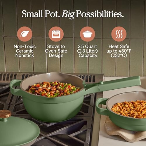 Our Place Mini Perfect Pot | 2.5 Qt Ceramic Pot with Lid & Spatula | Patented 8-in-1, PFAS-Free Nonstick, Non-Toxic Cookware | Induction & Oven-Safe up to 450°F | Sage - Image 2