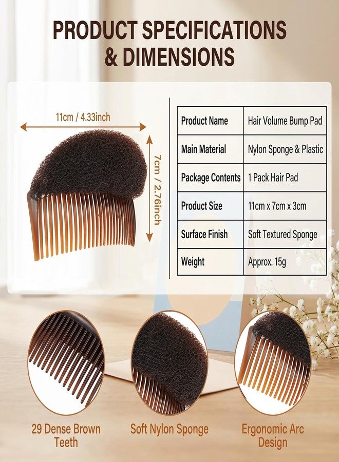 NaRaMax 2PCS Hair Clip with Sponge Base Inserts, Bump It Up Pads, Bun Maker, Styling Accessories, Charming Comb Braid Tool (Brown) - Image 2