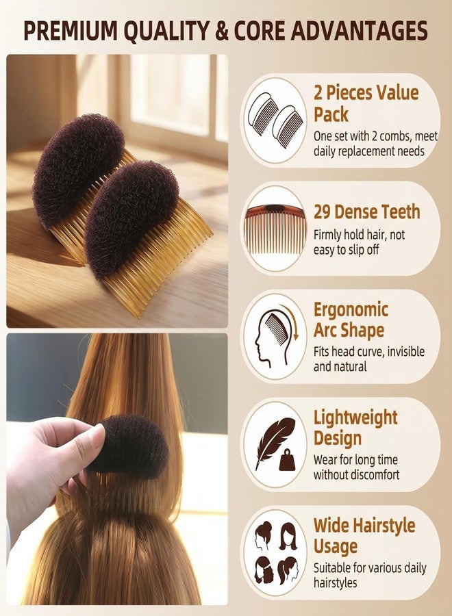 NaRaMax 2PCS Hair Clip with Sponge Base Inserts, Bump It Up Pads, Bun Maker, Styling Accessories, Charming Comb Braid Tool (Brown) - Image 5